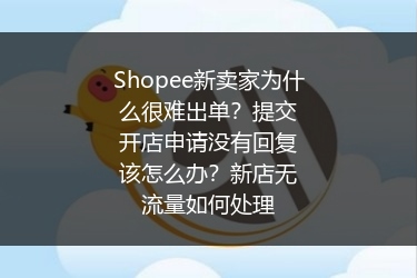 Shopee新卖家为什么很难出单？提交开店申请没有回复该怎么办？新店无流量如何处理