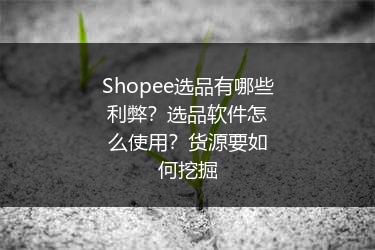 Shopee选品有哪些利弊？选品软件怎么使用？货源要如何挖掘