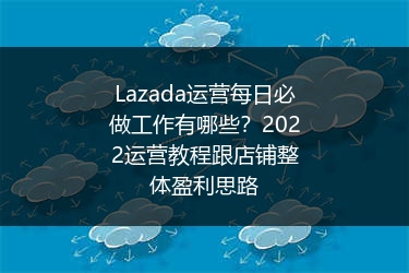Lazada运营每日必做工作有哪些？2022运营教程跟店铺整体盈利思路
